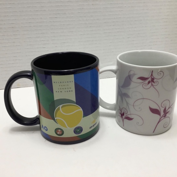 Morris Design Mug Pink Purple Design & Melbourne Paris London New York US Open - Picture 2 of 7